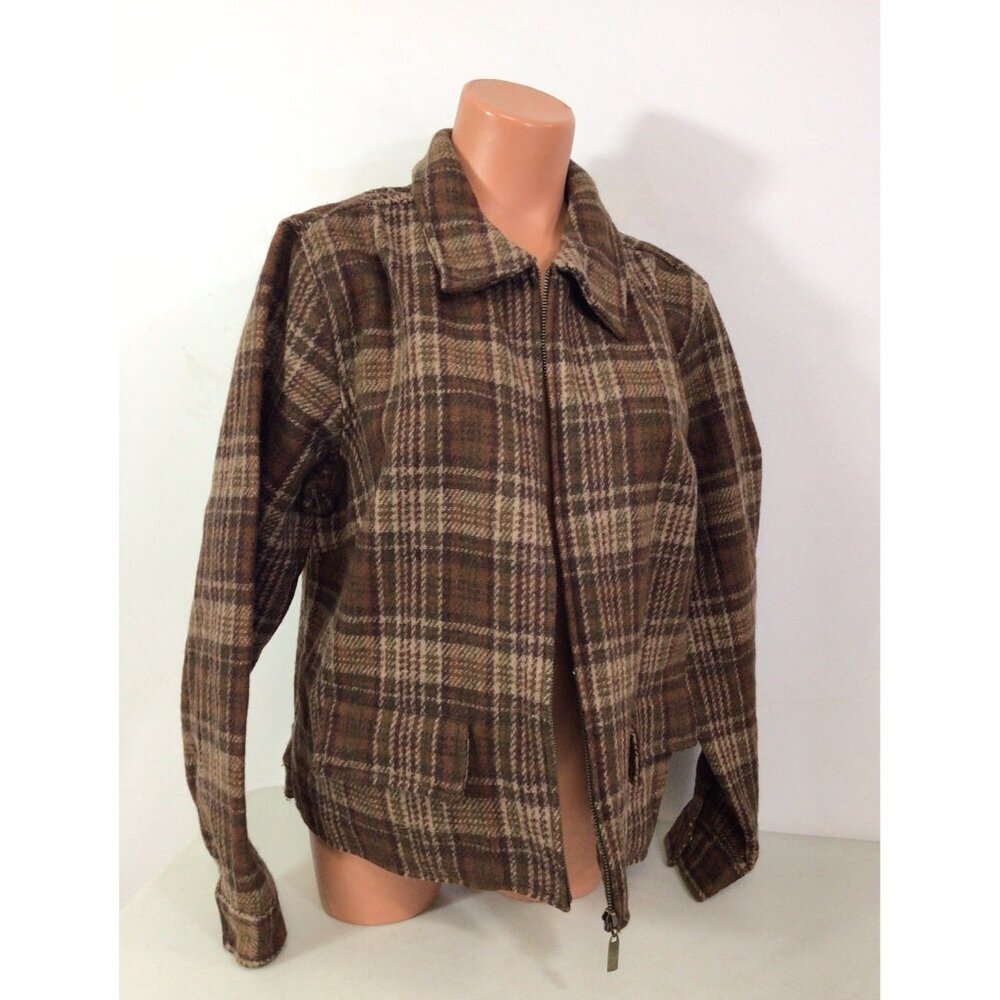 Fashion Bug Vintage Plaid Wool Coat Y2K Jacket Womens Large